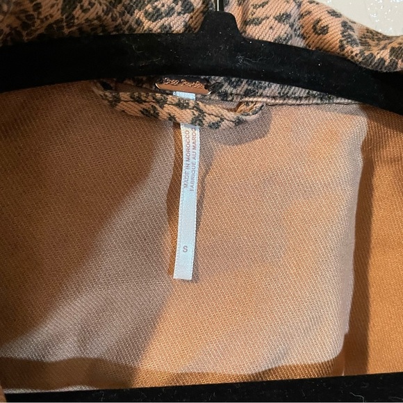 Free People Black and Tan Snakeskin Patterned Denim Jacket - Picture 5 of 6